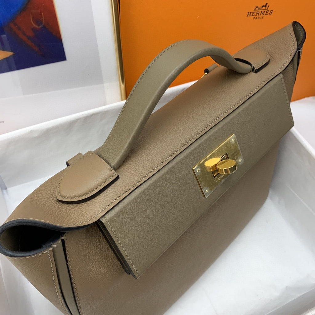Hermes 24 24 29cm Noir Black Clémence Brown