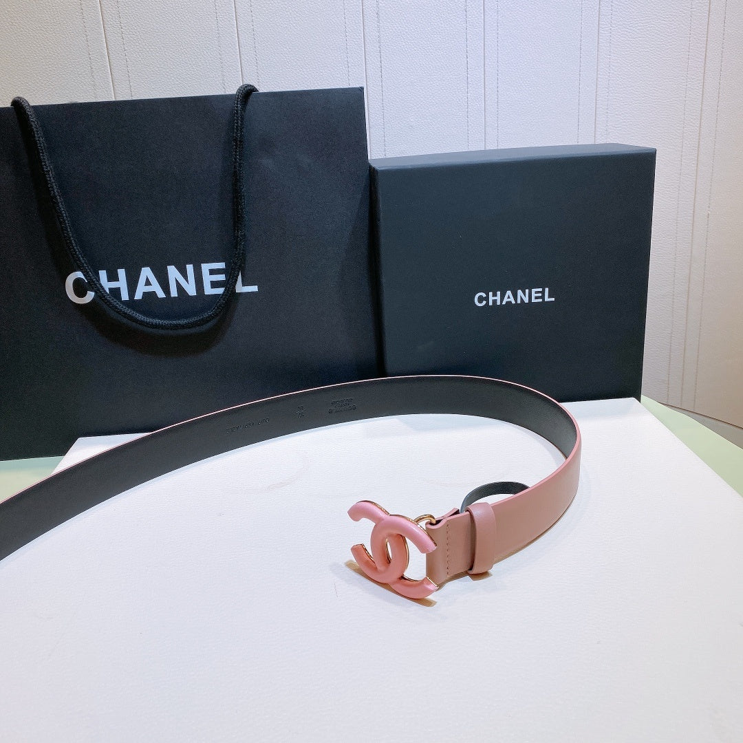 Chanel Belt With Double C Buckle Pink