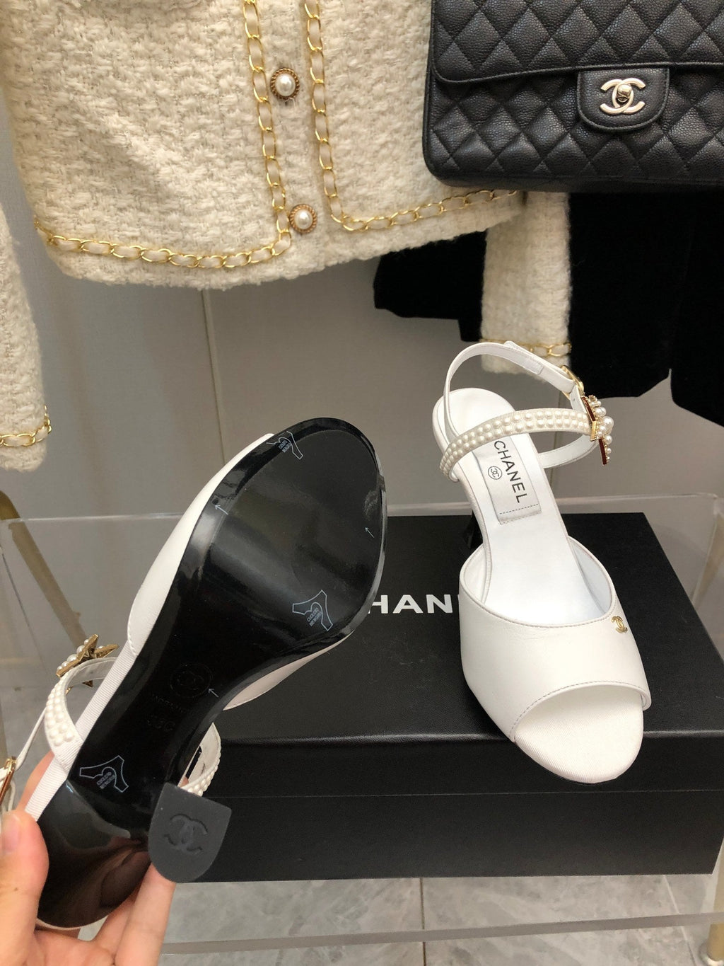 Chanel Open Shoes White
