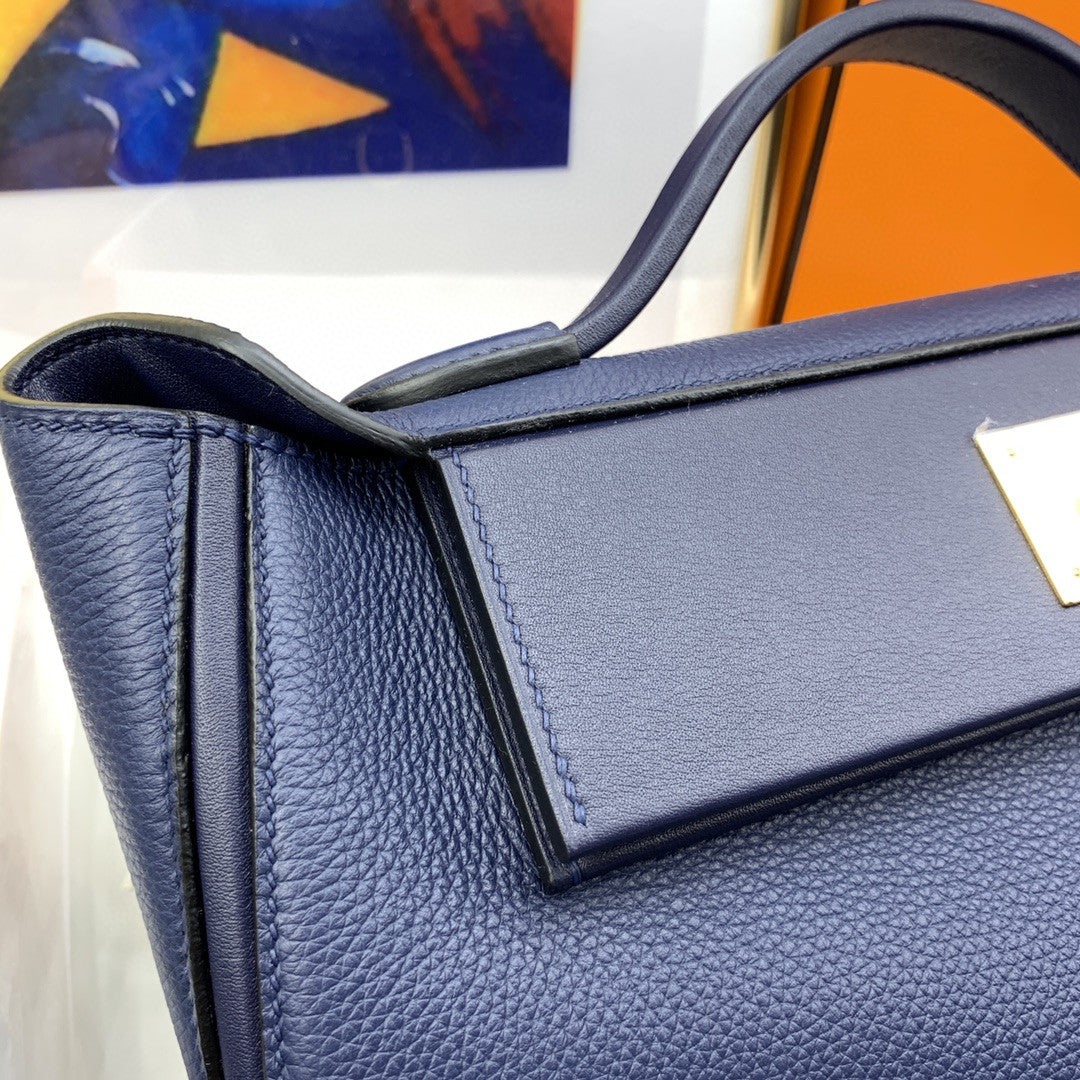 Hermes 24 24 29cm Noir Black Clémence Dark Blue