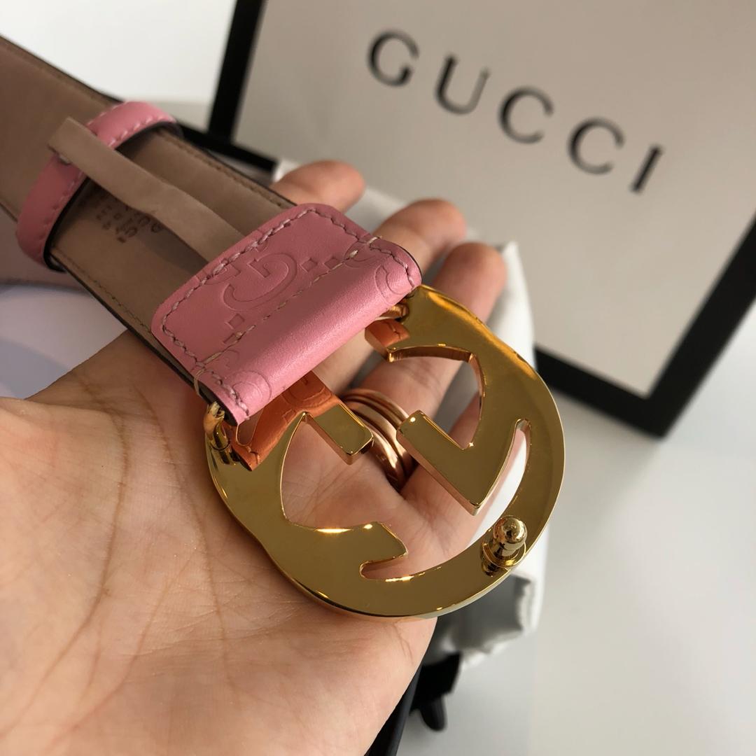 Gucci Belt With Double G Buckle Pink