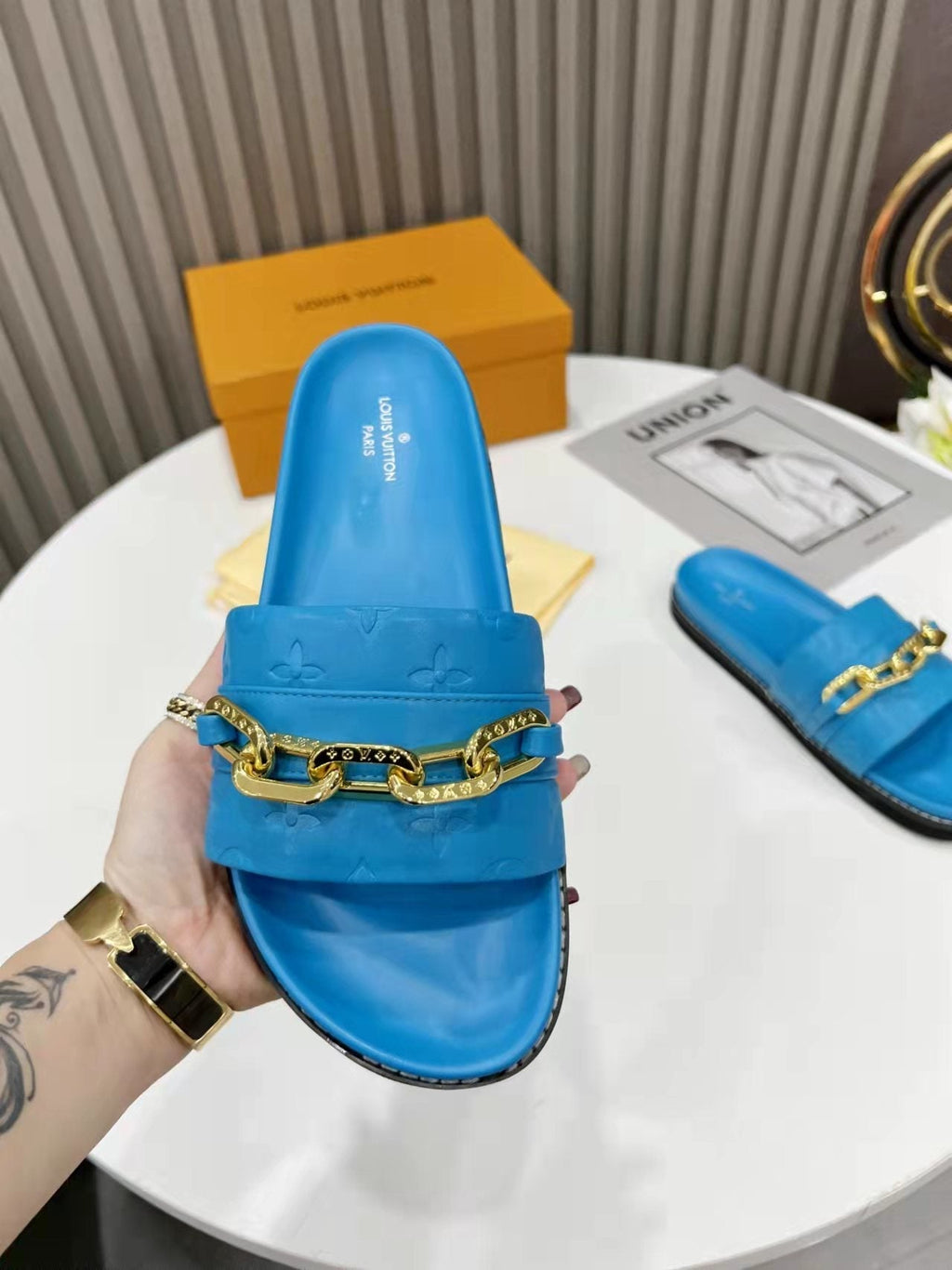 Louis Vuitton Unset Flat Comfort Mule Blue