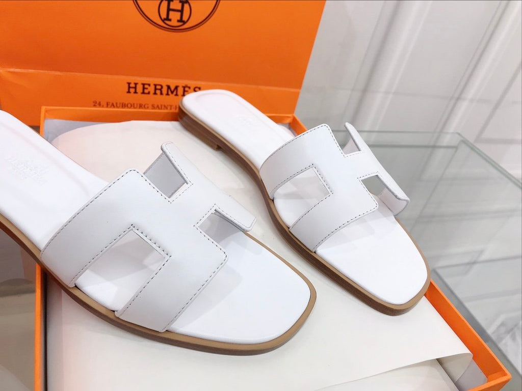 Hermes Oran Sandal White
