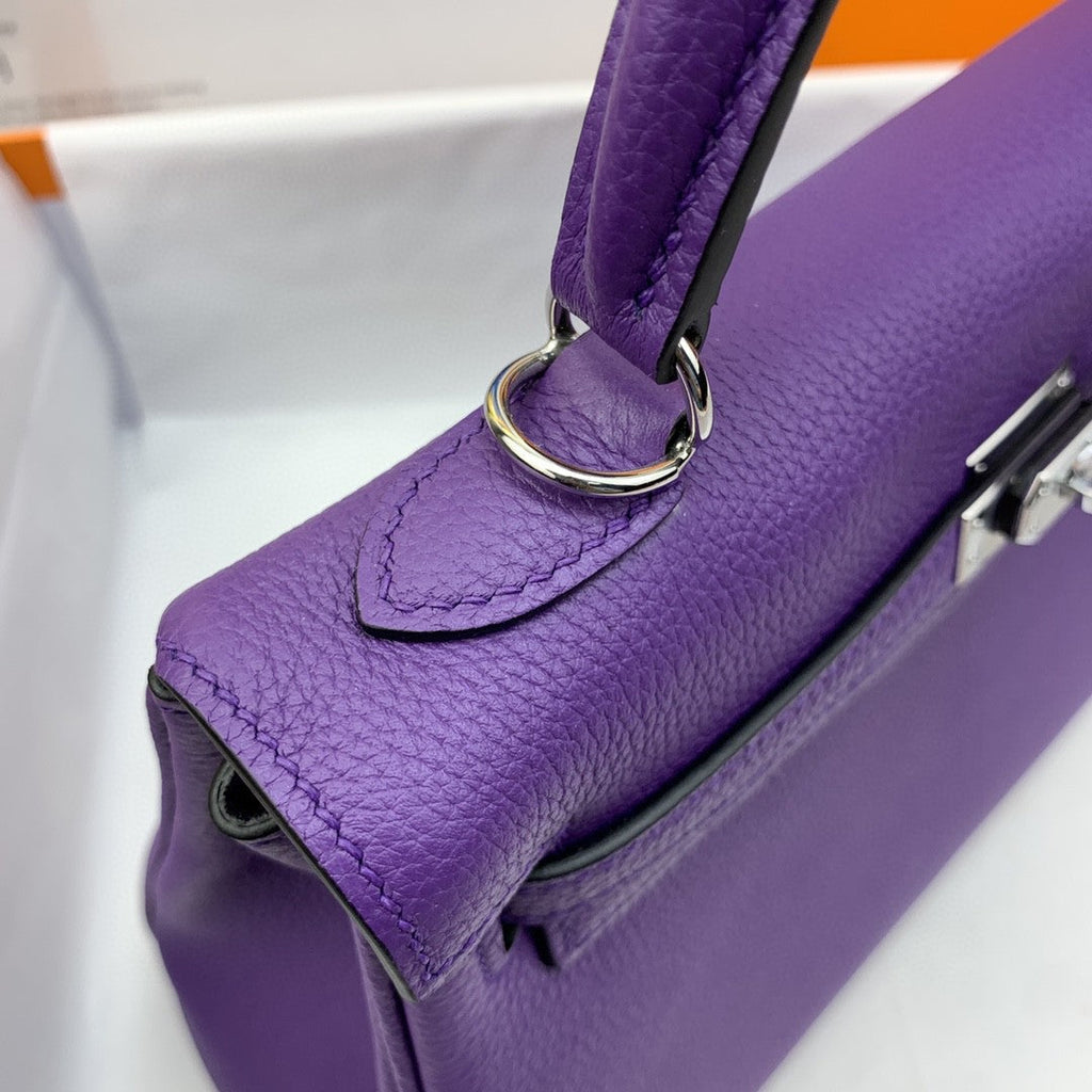 Hermes Kelly 25 Togo Silver Hardware Purple