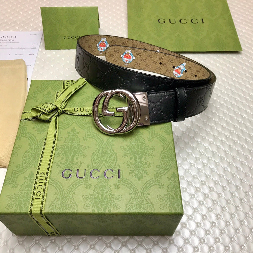 Gucci Belt With Double G Buckle Doreamon Black