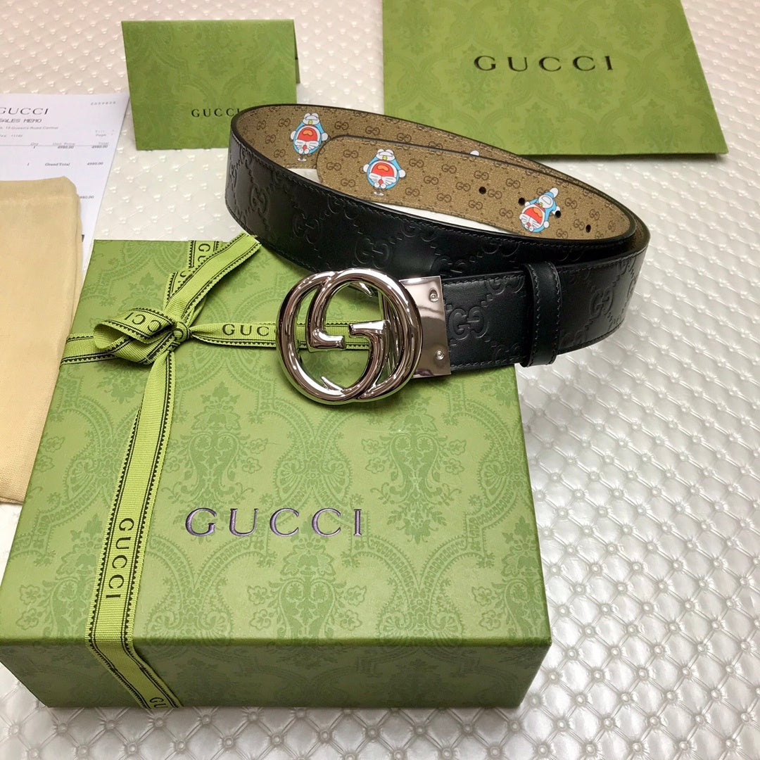 Gucci Belt With Double G Buckle Doreamon Black