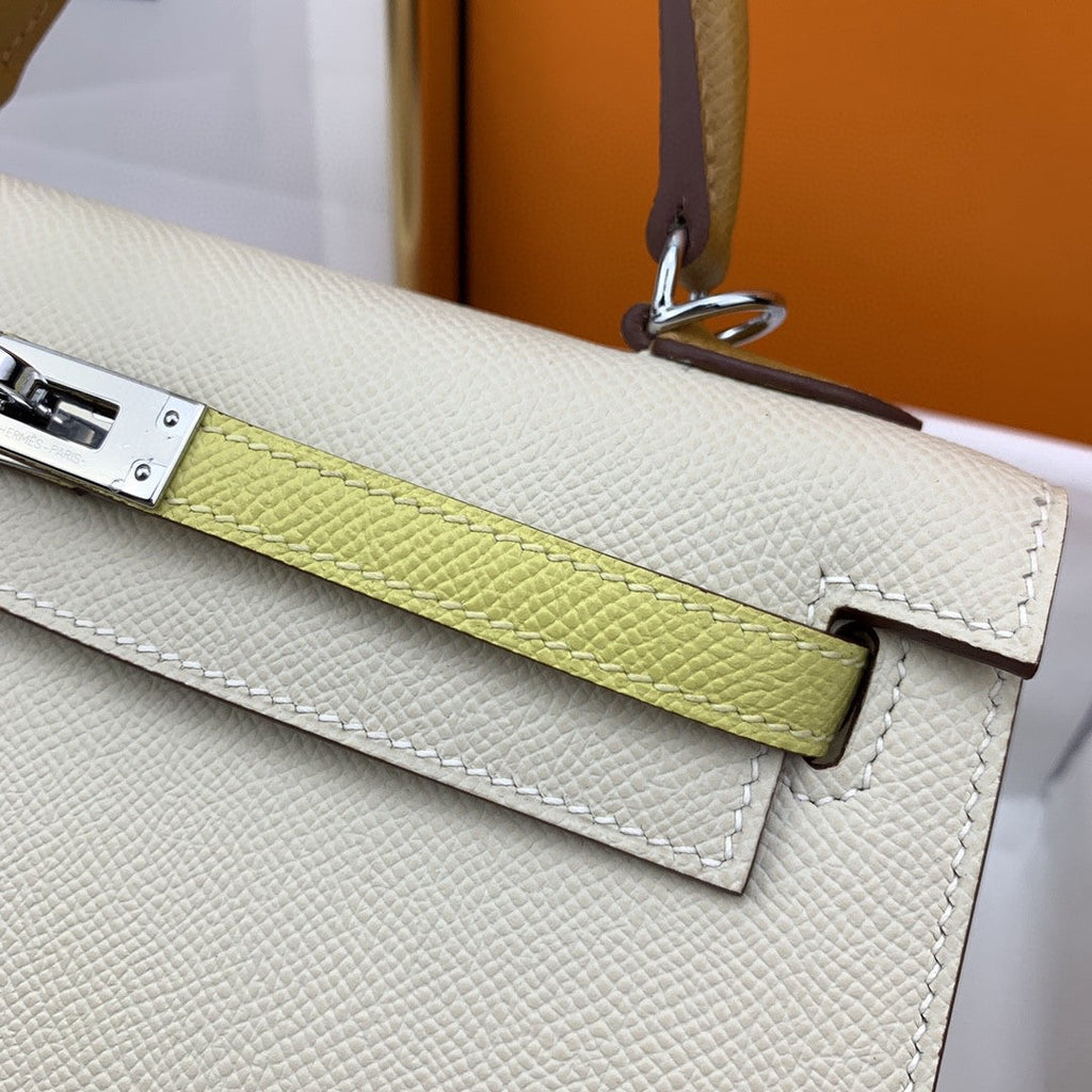 Hermes Kelly 25 Togo Silver Hardware White