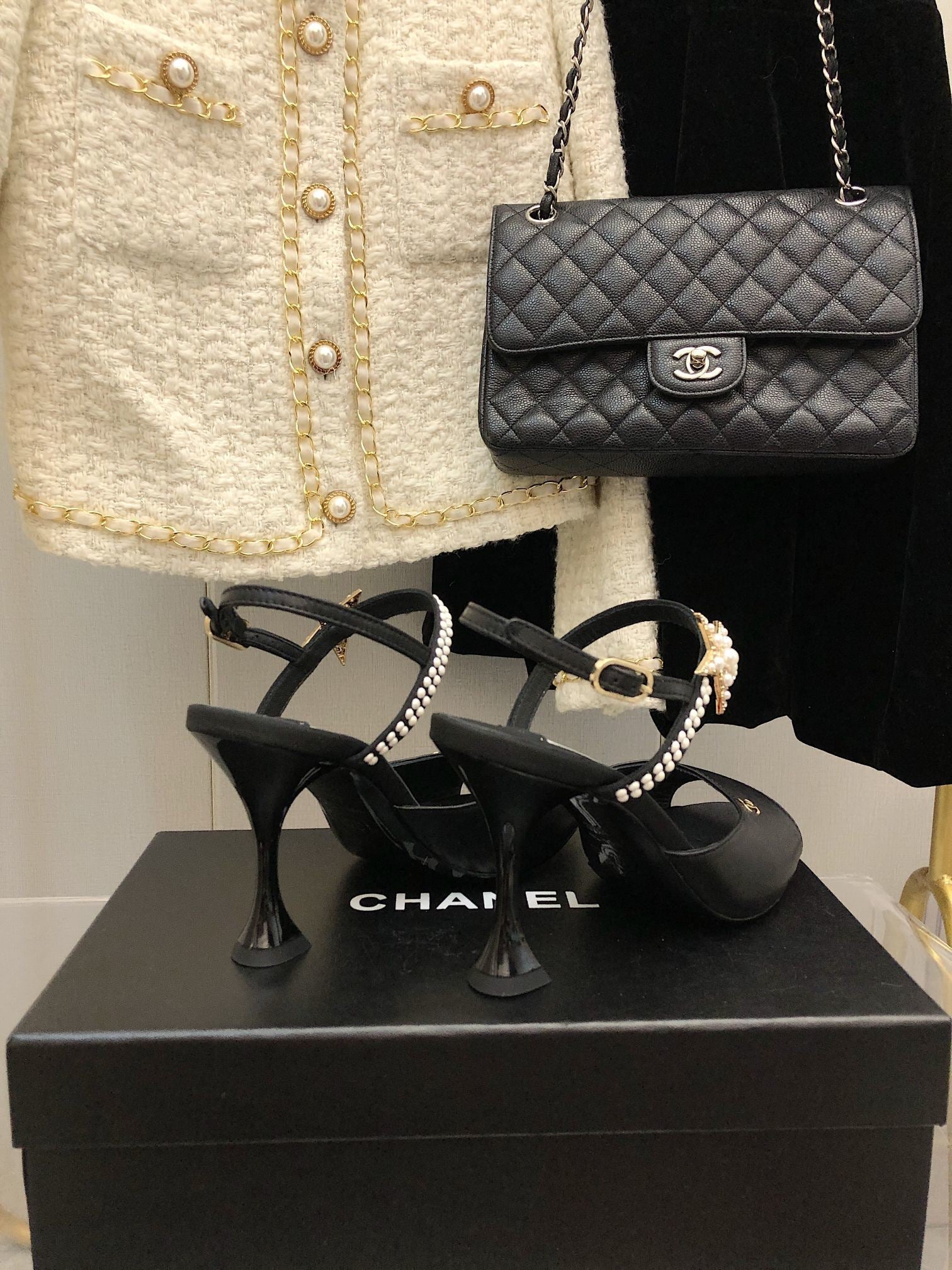 Chanel Open Shoes Black