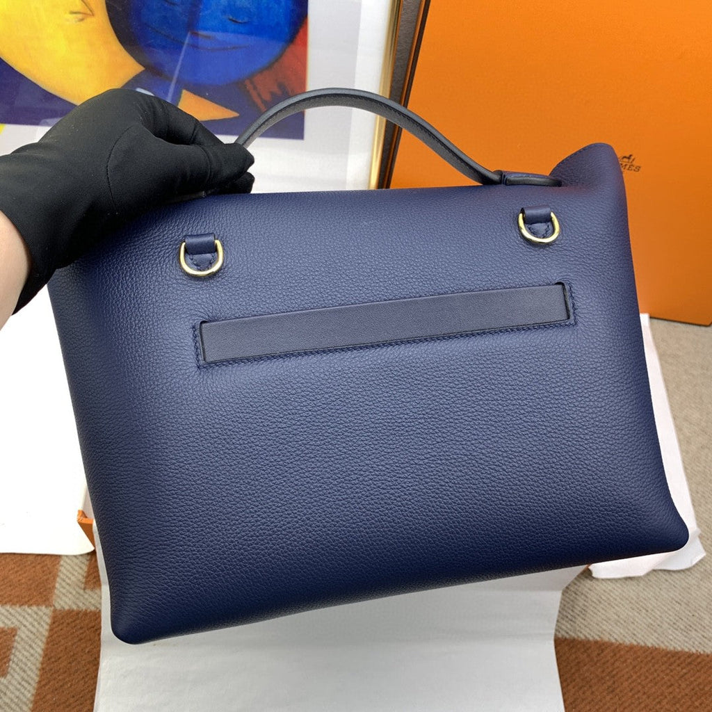 Hermes 24 24 29cm Noir Black Clémence Dark Blue