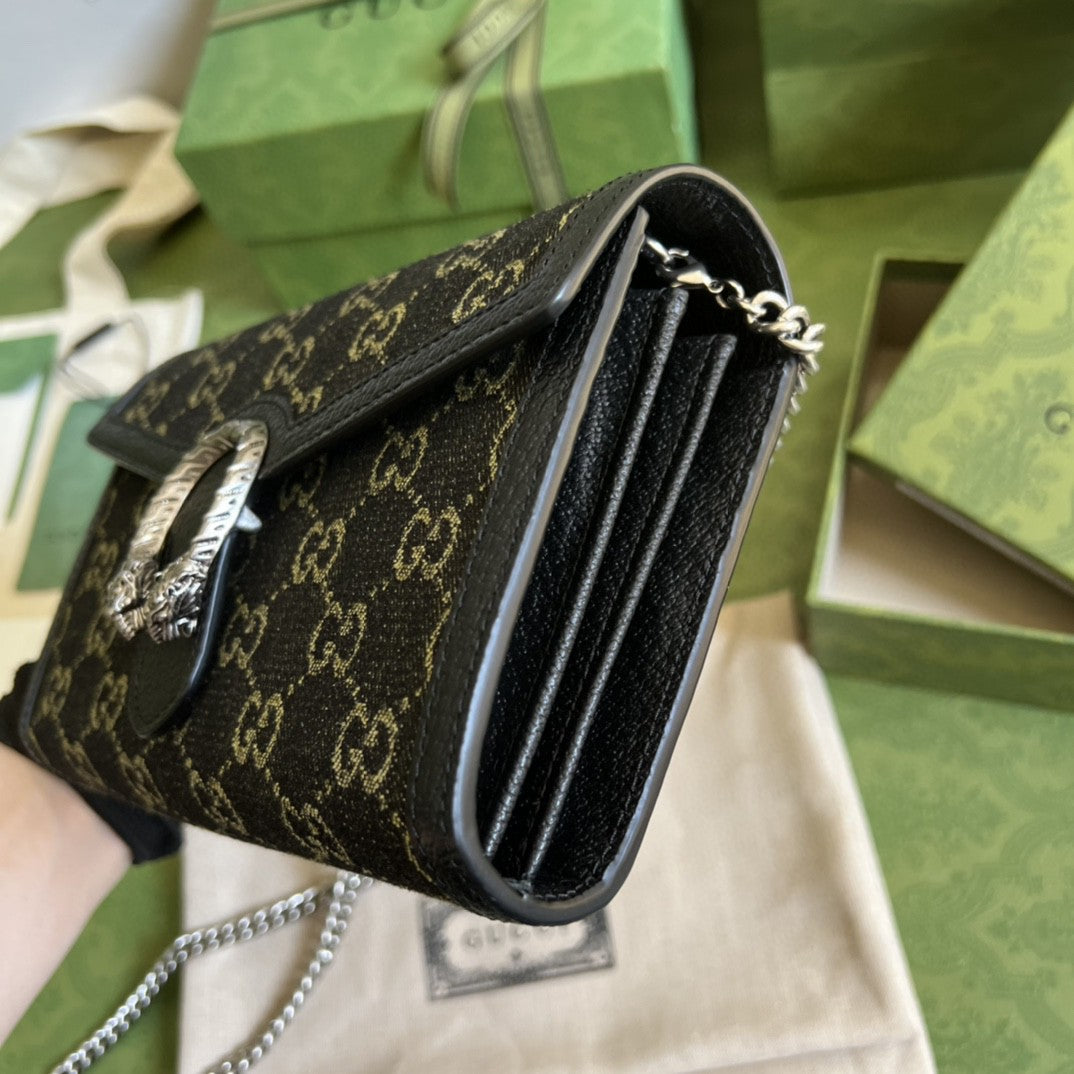 Gucci 401231 Dionysus GG Mini Chain Bag 20cm Black