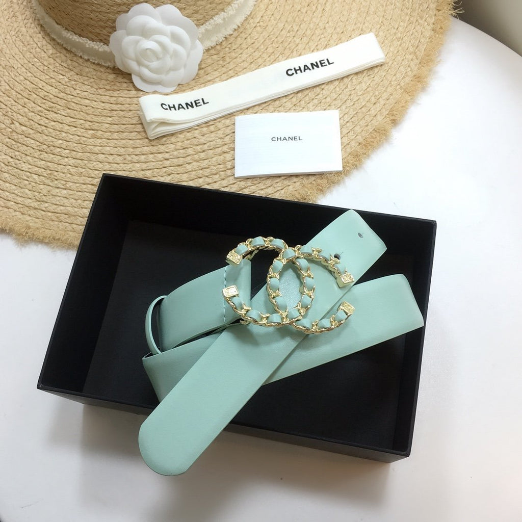 Chanel Belt With Double C Buckle Jade Green