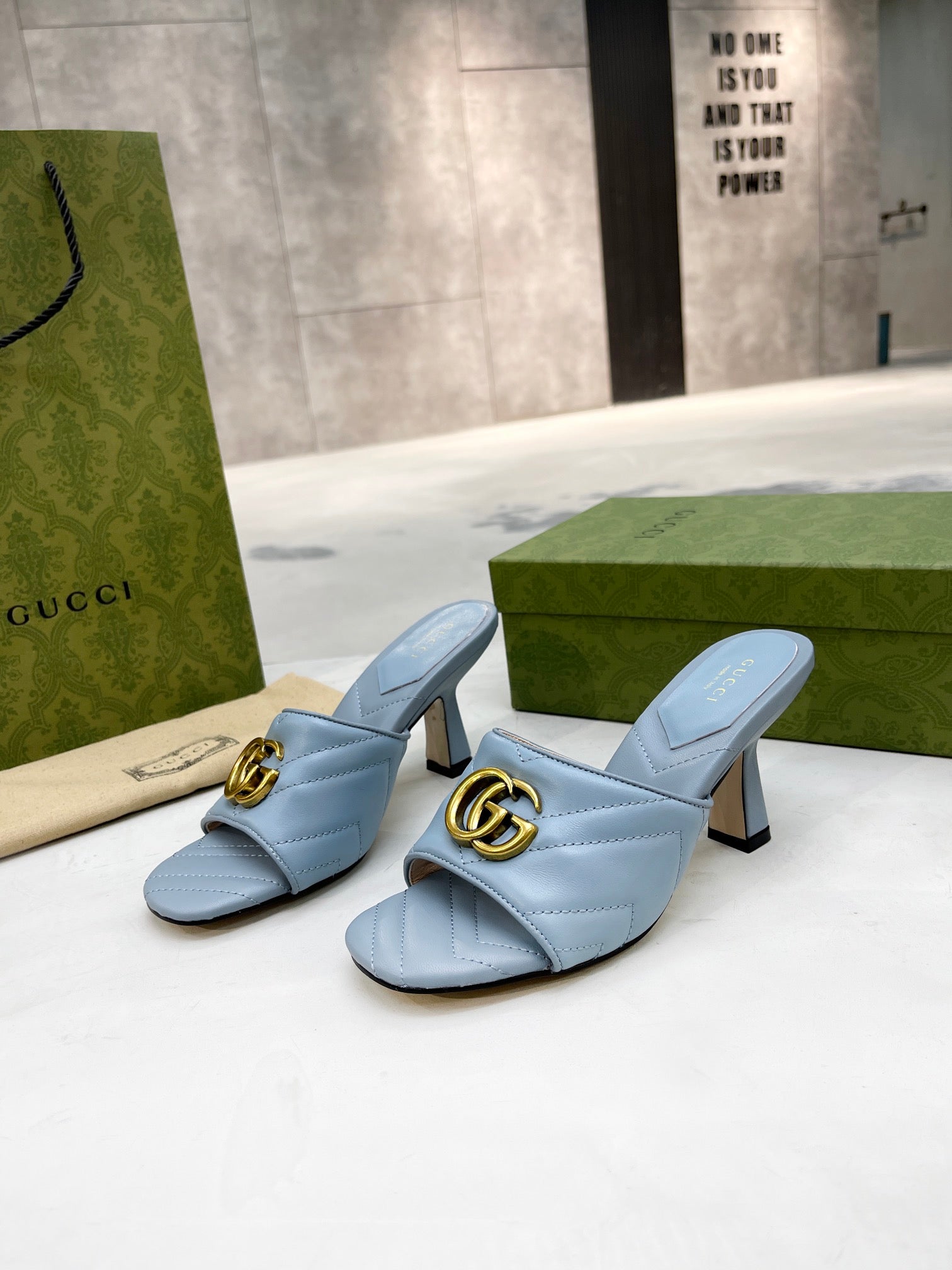 Gucci Double G Slide Sandal Blue