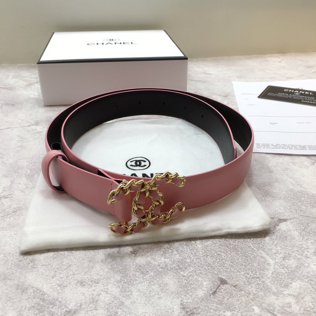 Chanel Belt With Double C Buckle Pink