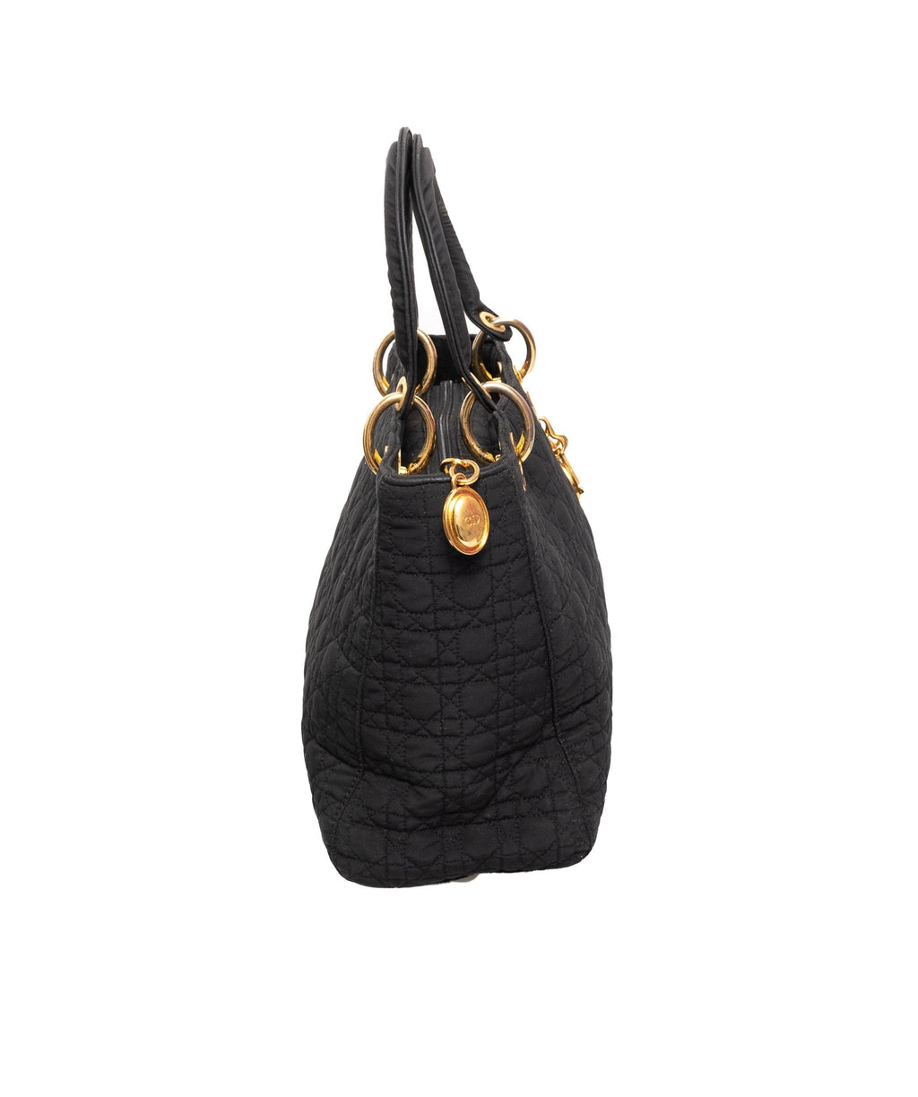 Christian Dior Canage Lady Dior Hand Bag Nylon Black - AWL1649 - Cap N Wrap