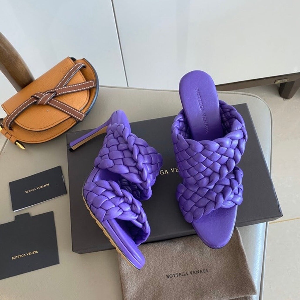 Bottega Veneta Curve Sandals 9.5cm Heel Lambskin Leather Spring/Summer 2020 Collection, Purple