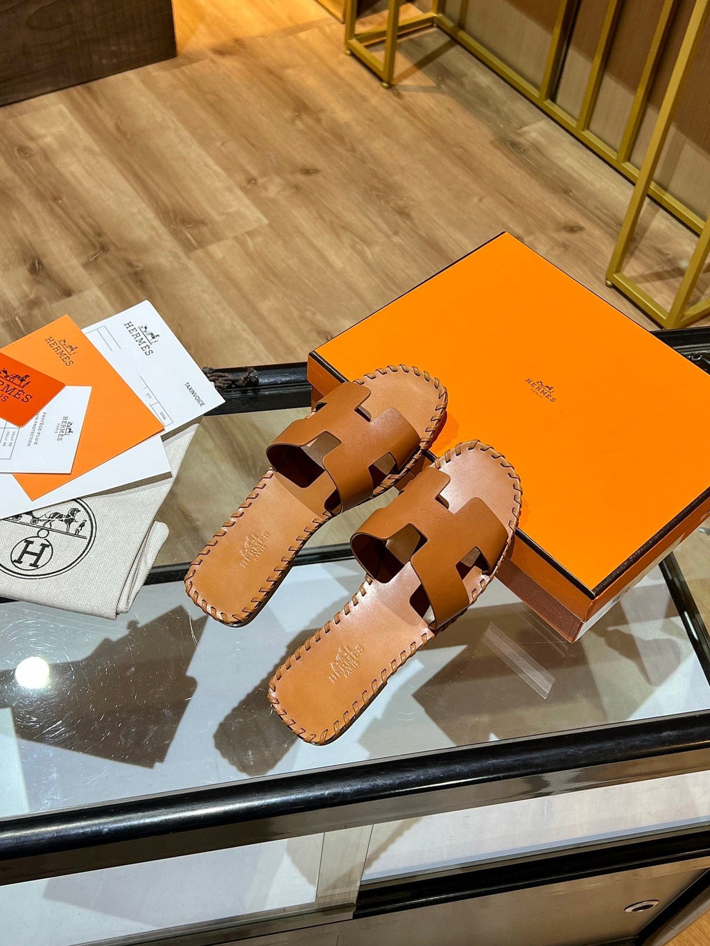 Hermes Oran Sandal Brown