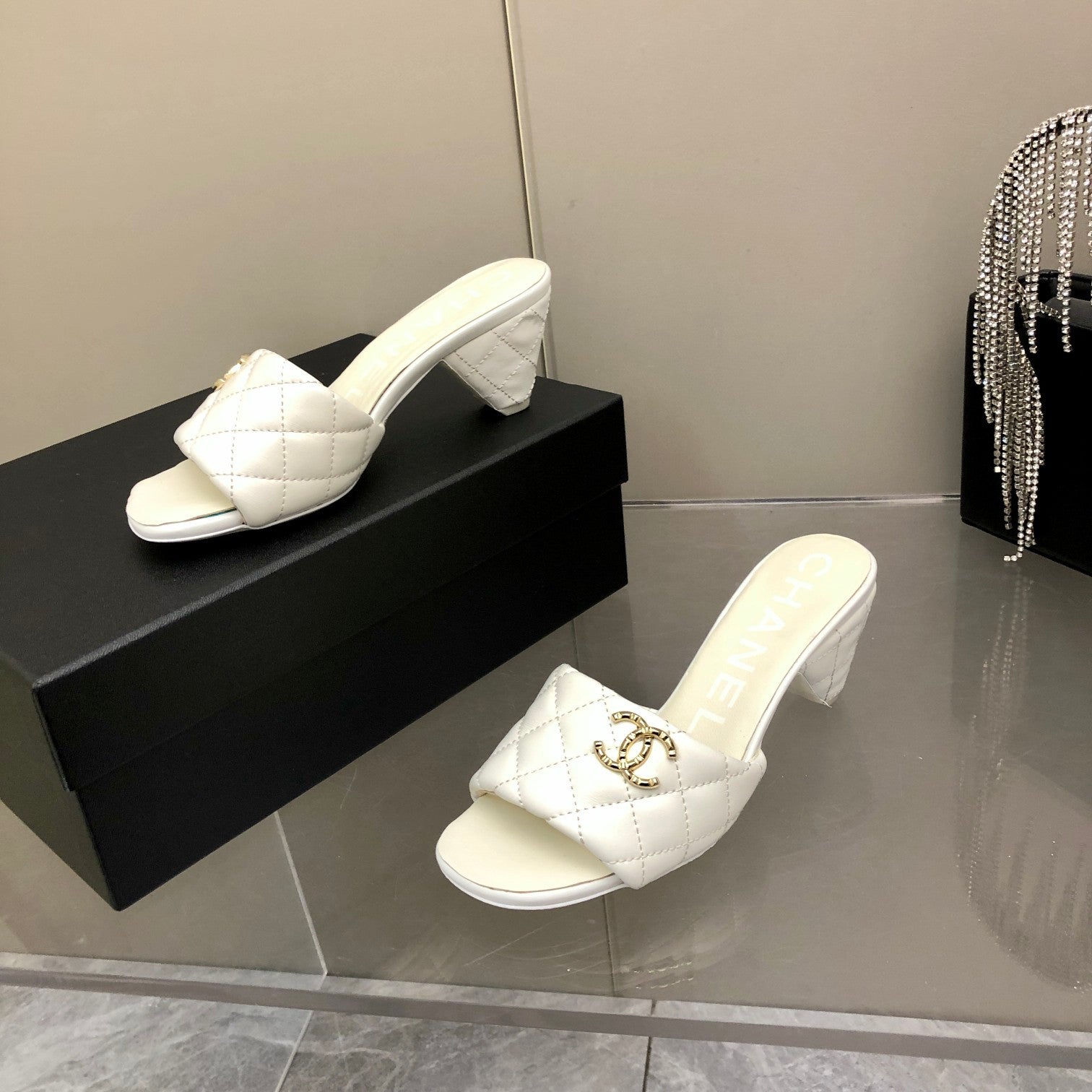 Chanel Mules White