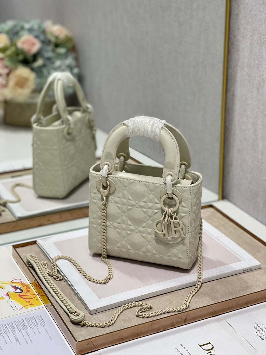 Christian Dior Lady Dior Bag 17cm Beige