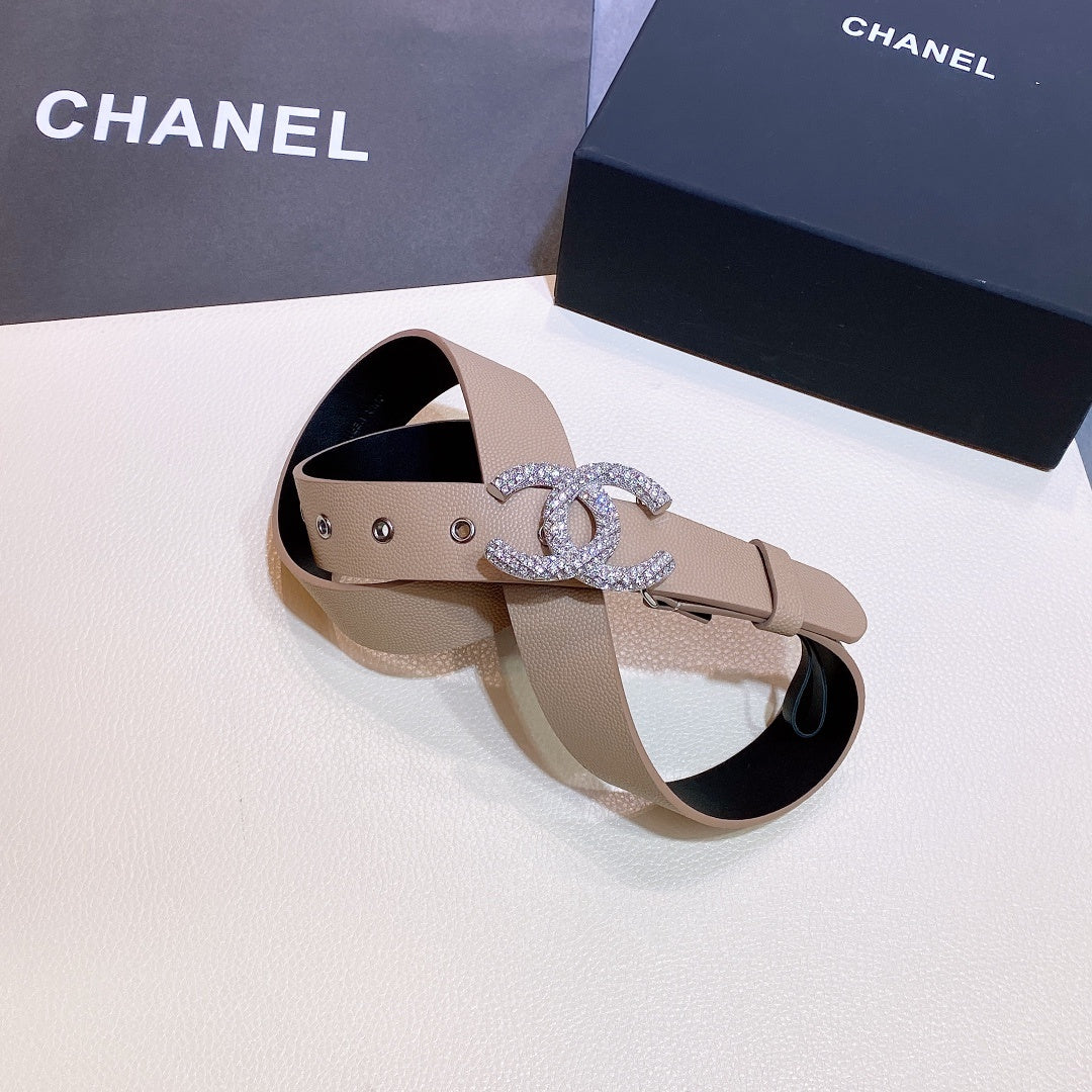 Chanel Belt With Beaded Buckle Beige