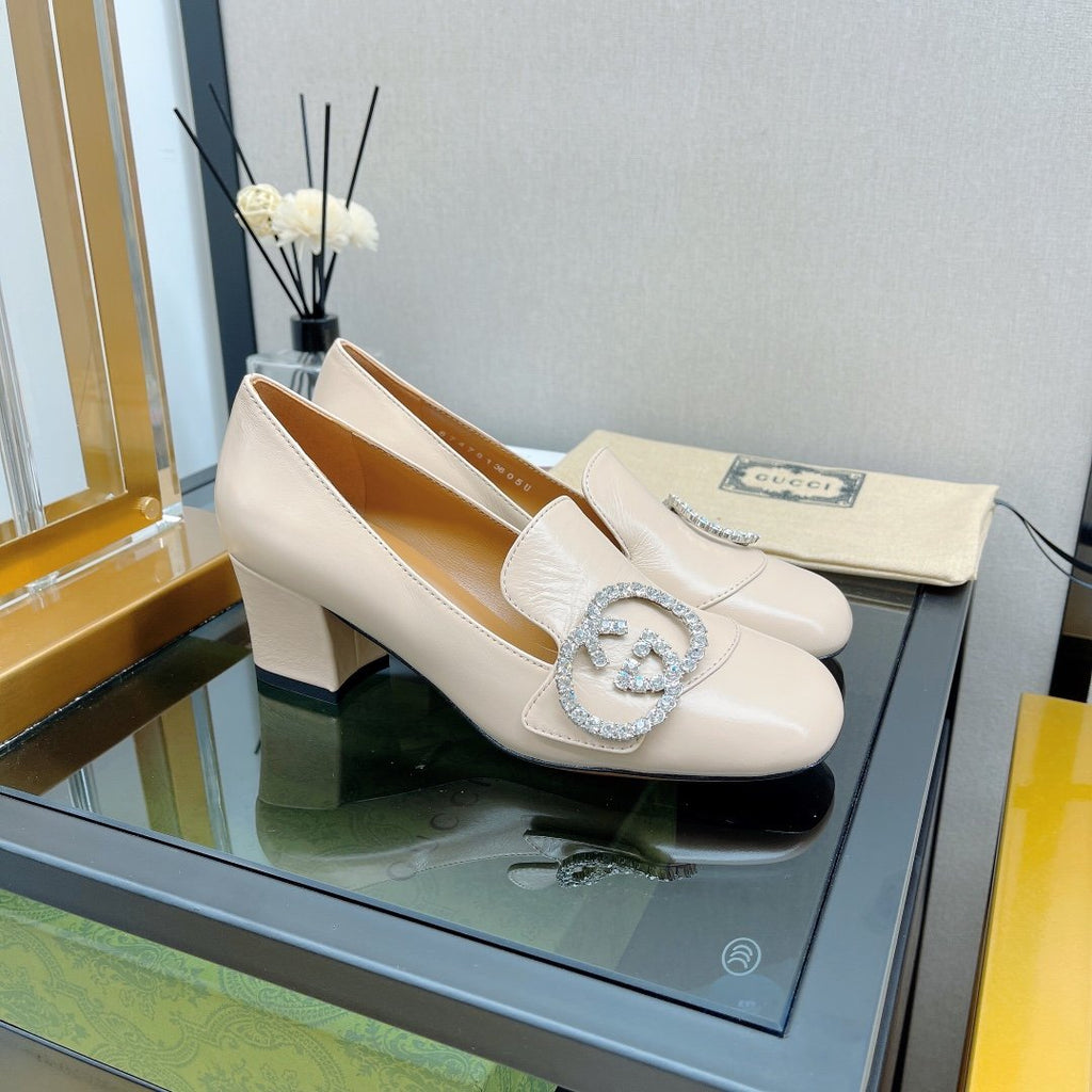 Gucci Mid-heel Pump With Horsebit Beige