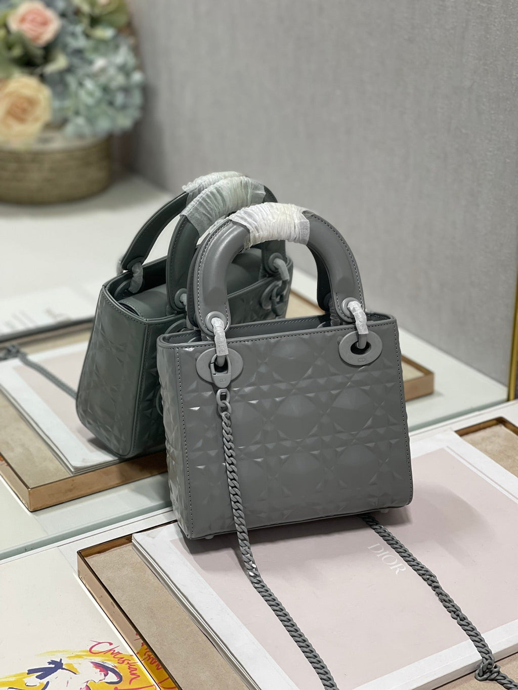 Christian Dior Lady Dior Bag 17cm Dark Grey