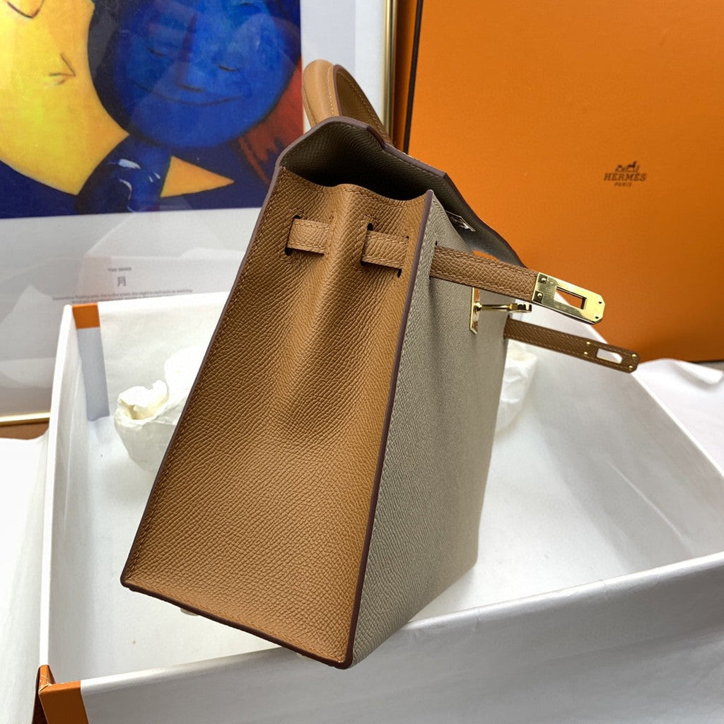 Hermes Kelly 25 Togo Gold Hardware Light Brown