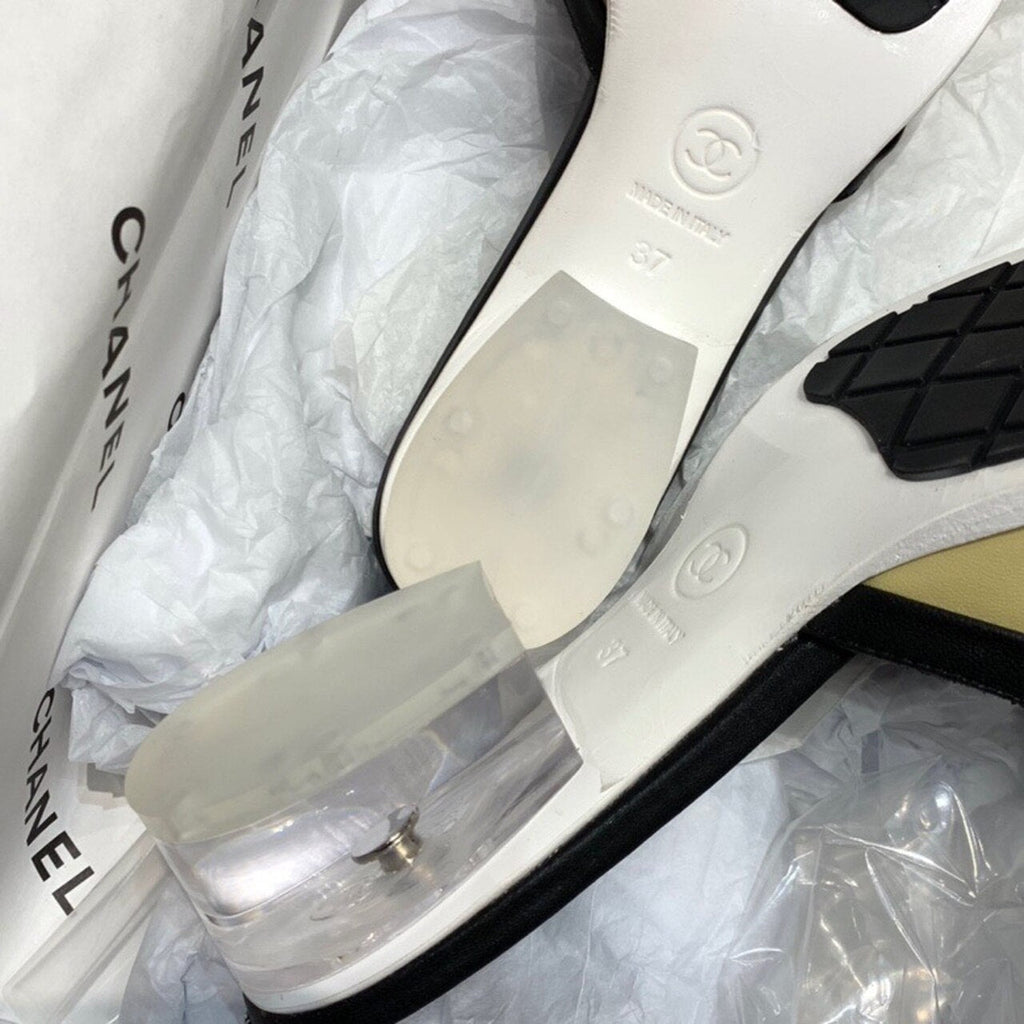 Chanel Transparent PVC Heel Mules & Lambskin Leather Spring/Summer Collection Beige/Black