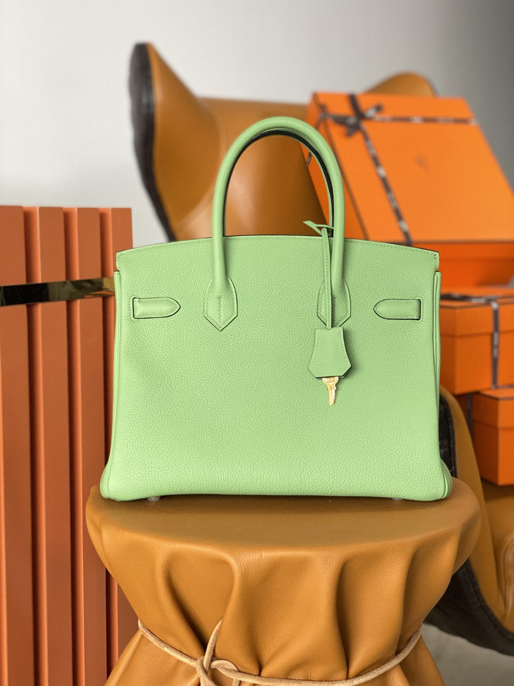 Hermes Birkin 25 Nata Swift Gold Hardware Green
