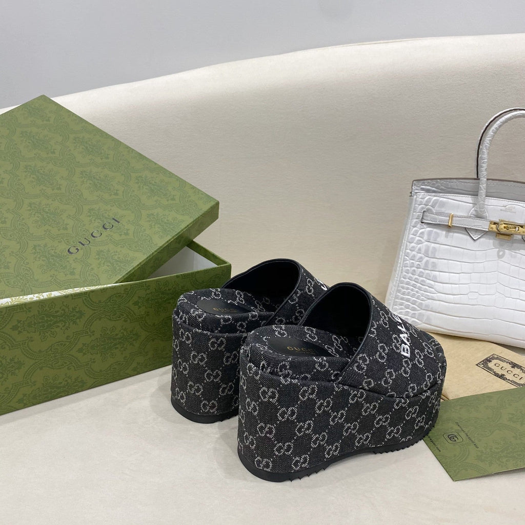 Gucci Balenciaga Platform Slide Sandal Black