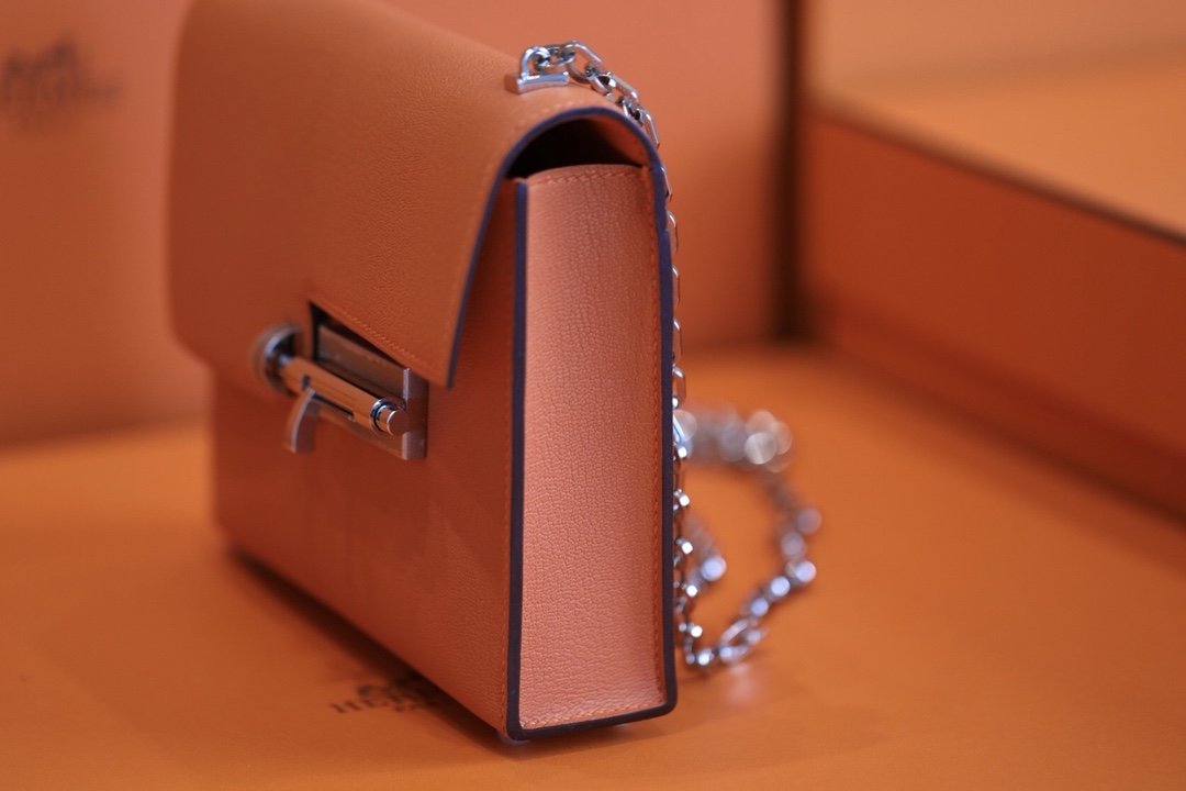 Hermes Verrou Chain Birkin Handle Bag 17cm Orange