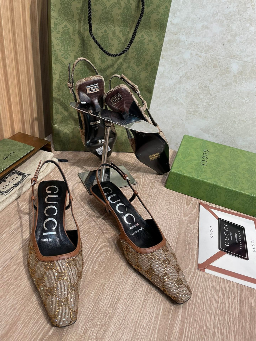 Gucci Slingback Pumps Brown