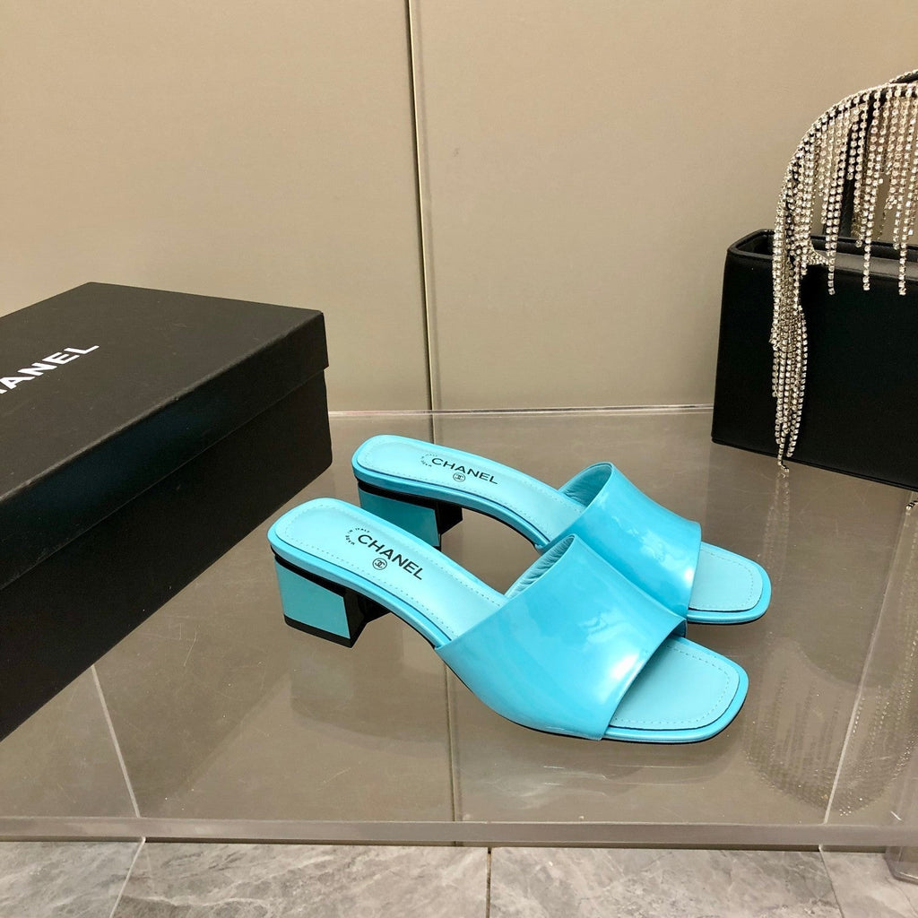 Chanel Mules Jade Light Blue