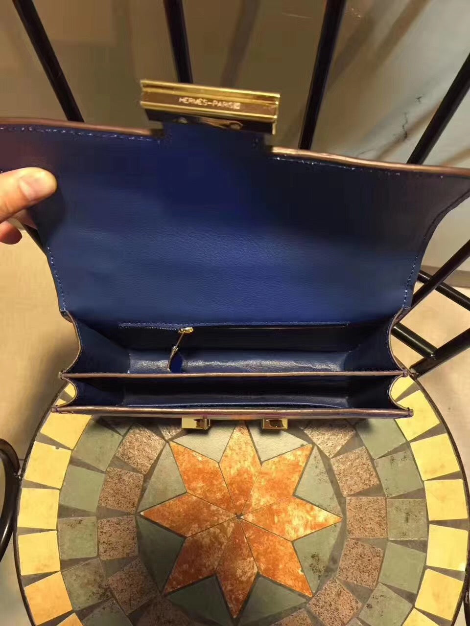 Hermes Constance Shoulder Bag 23cm Blue