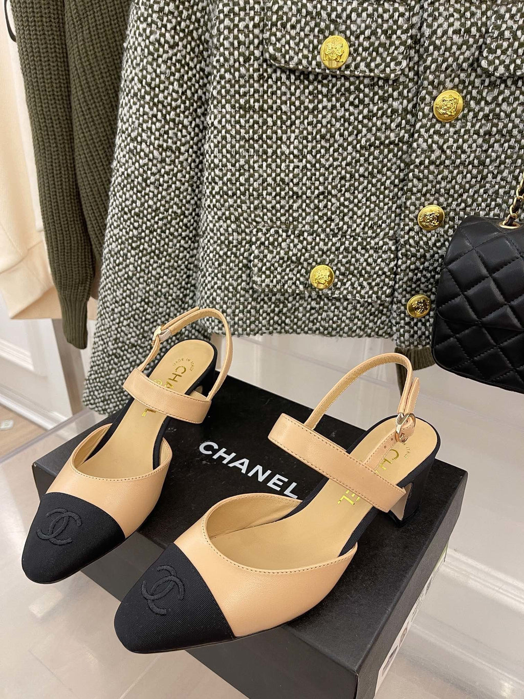 Chanel Sling Back Beige