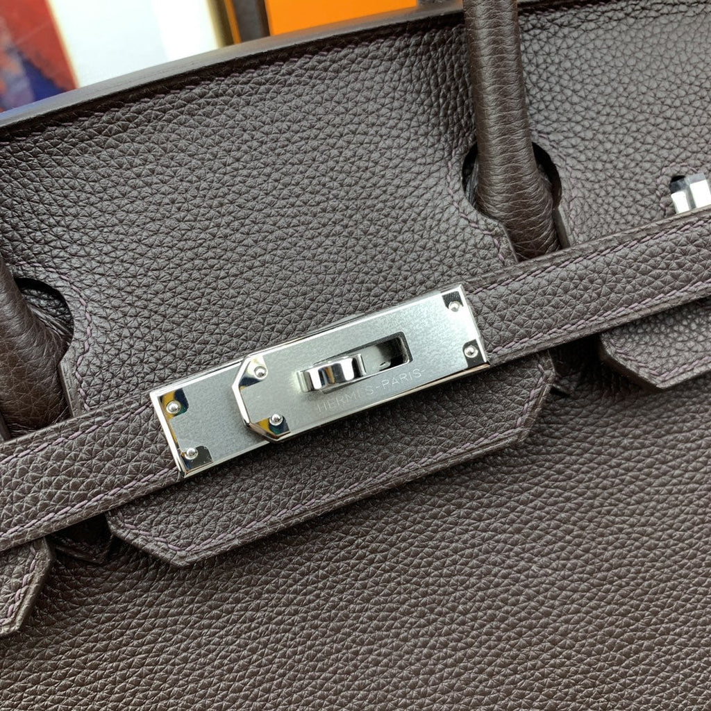 Hermes Birkin 30 Nata Swift Silver Hardware Dark Brown