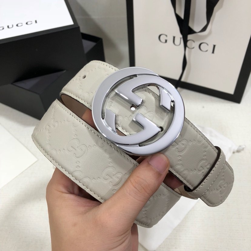 Gucci Belt With Double G Buckle White