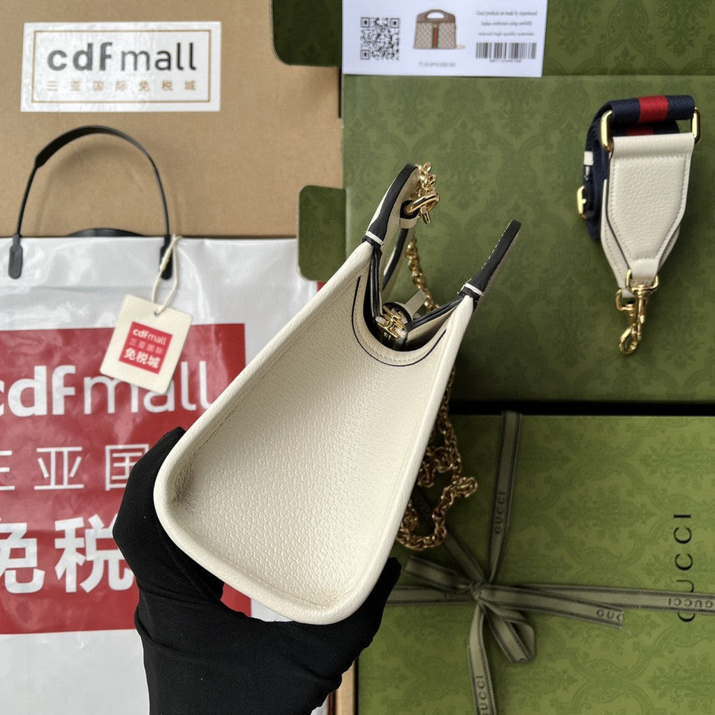 Gucci Ophidia Small Tote With Web 26cm Beige