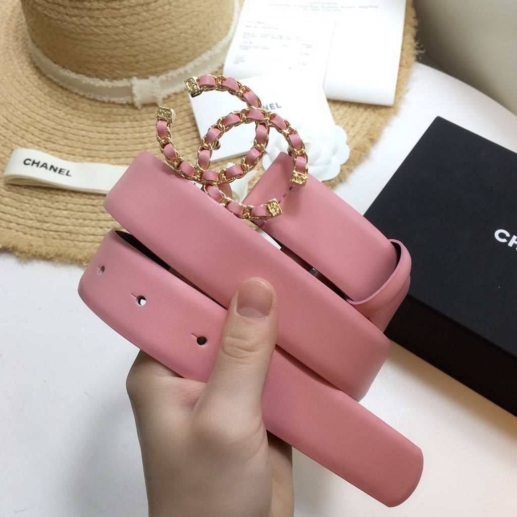 Chanel Belt With Double C Buckle Pink