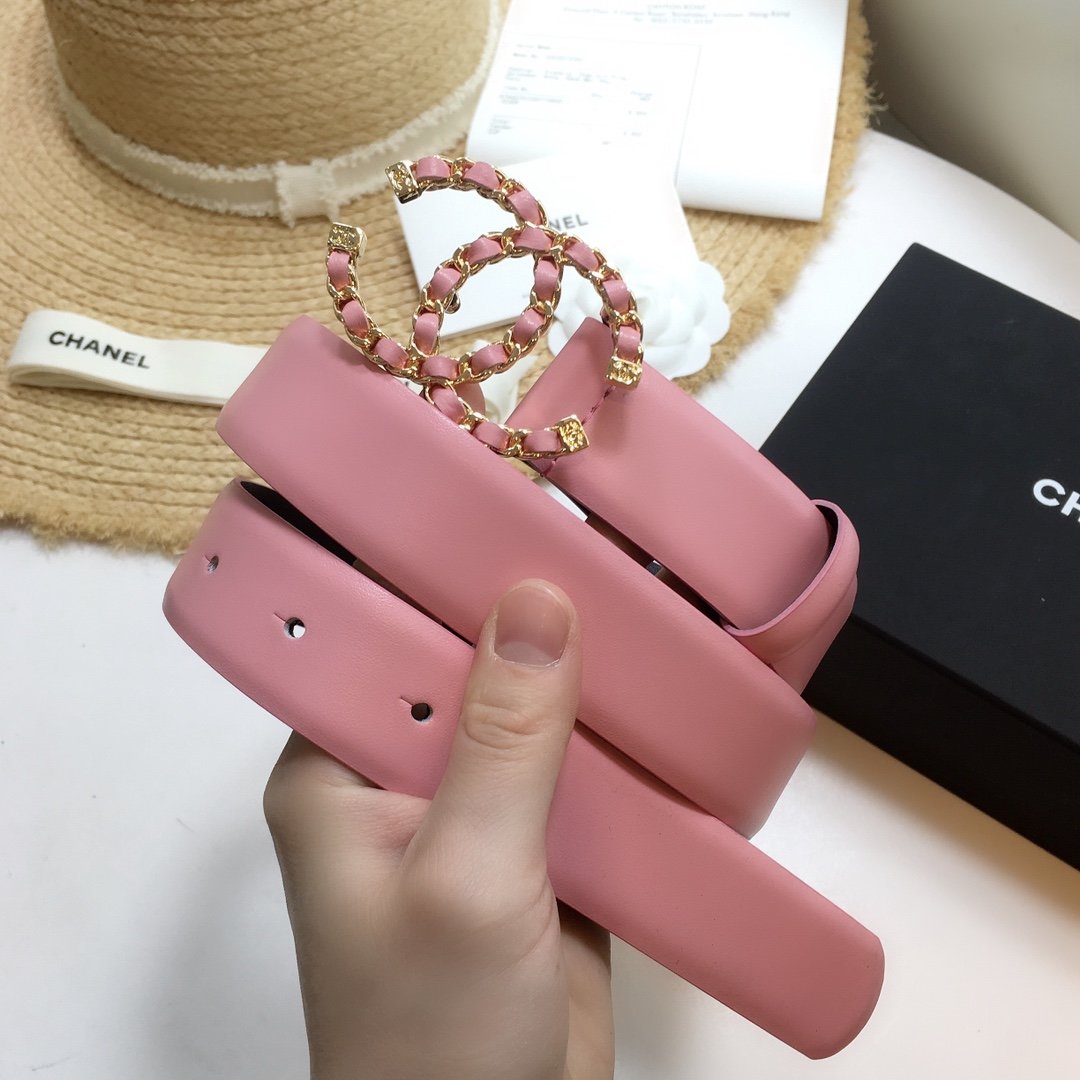 Chanel Belt With Double C Buckle Pink