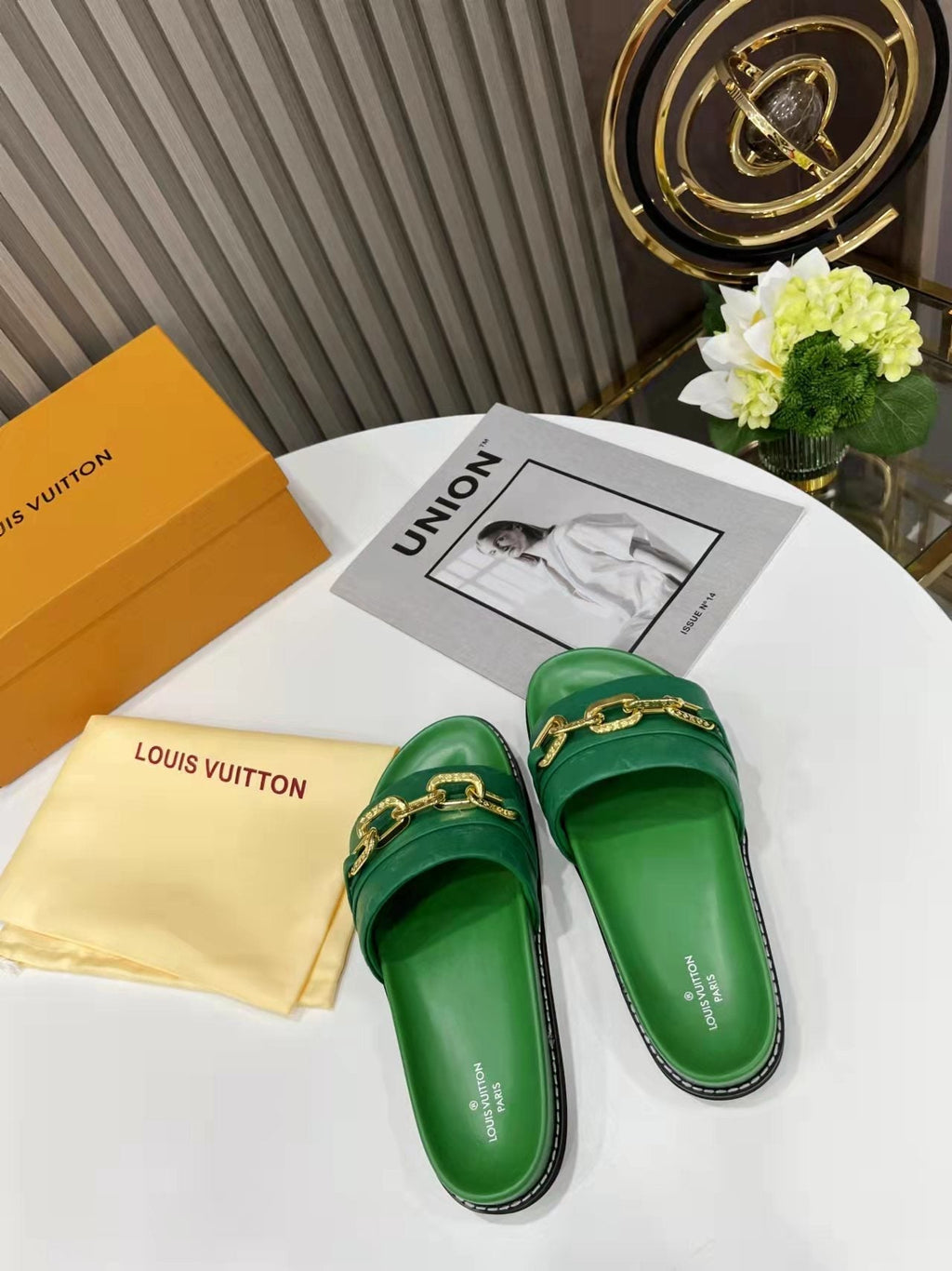 Louis Vuitton Unset Flat Comfort Mule Green