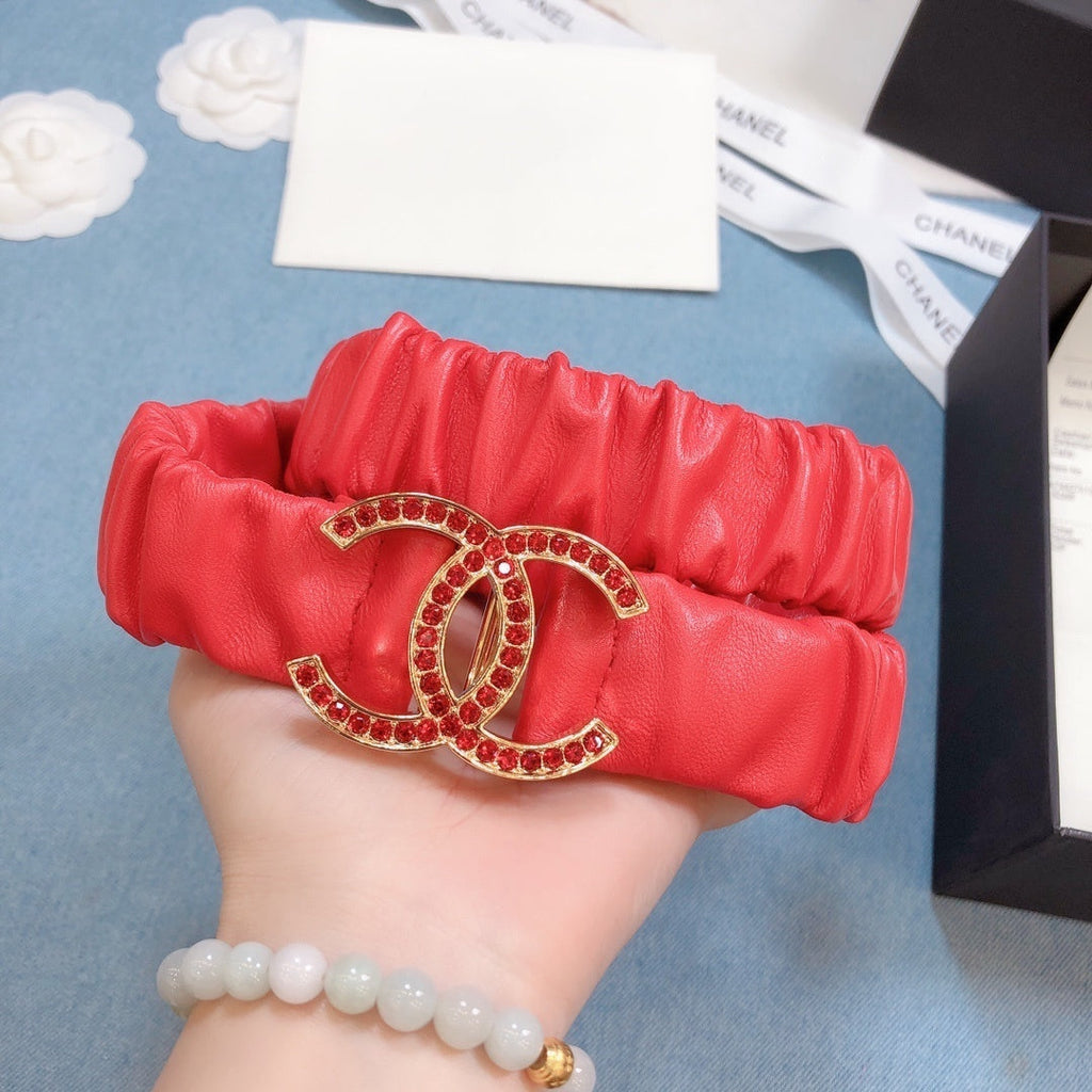 Chanel Belt With Double C Buckle Red