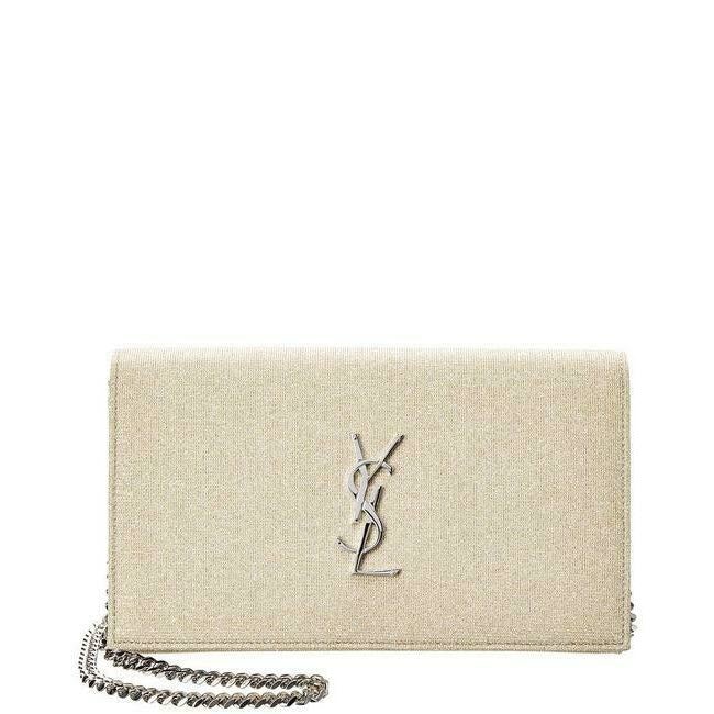 Saint Laurent Monogram Kate Chain Wallet Medium WOC Sparkle Gold