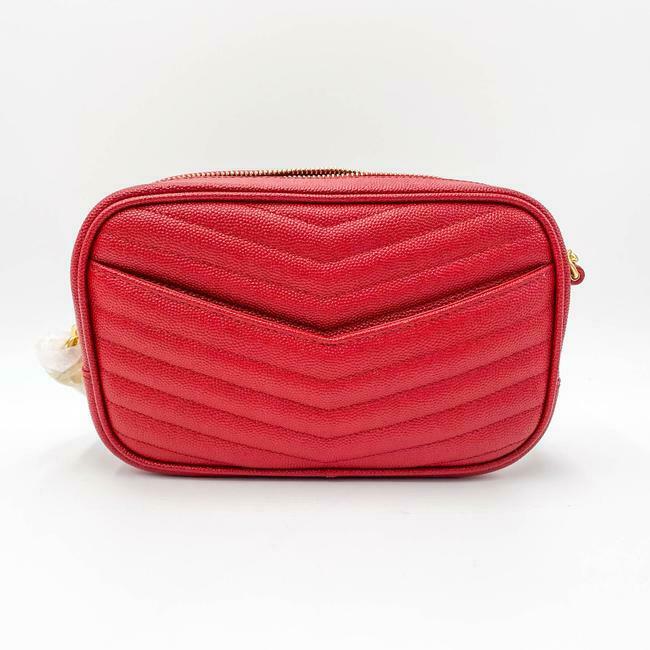 Saint Laurent Camera Lou Grain De Poudre Matelasse Monogram Mini Eros Red Leather Shoulder Bag