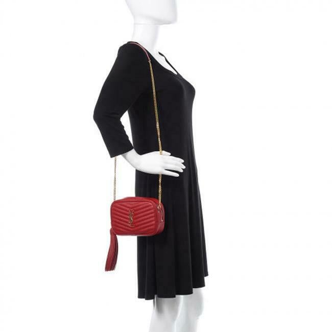 Saint Laurent Camera Lou Grain De Poudre Matelasse Monogram Mini Eros Red Leather Shoulder Bag