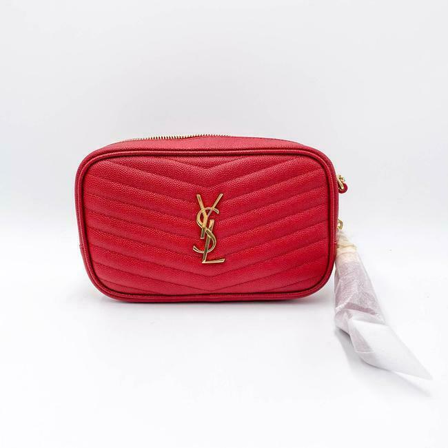 Saint Laurent Camera Lou Grain De Poudre Matelasse Monogram Mini Eros Red Leather Shoulder Bag