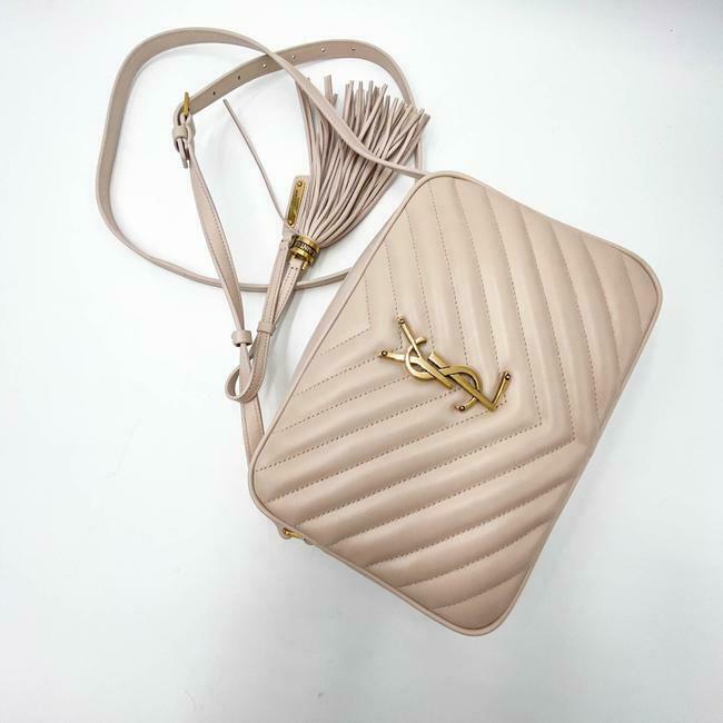 Saint Laurent Monogram Lou Camera Calfskin Matelasse Washed Light Pink Leather Shoulder Bag