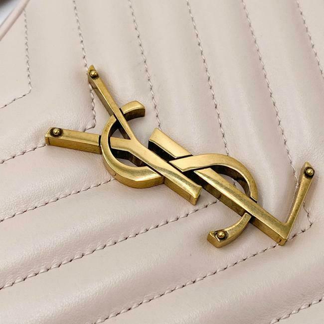 Saint Laurent Monogram Lou Camera Calfskin Matelasse Washed Light Pink Leather Shoulder Bag