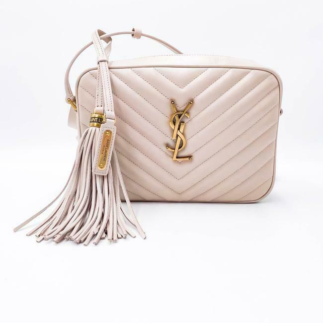 Saint Laurent Monogram Lou Camera Calfskin Matelasse Washed Light Pink Leather Shoulder Bag