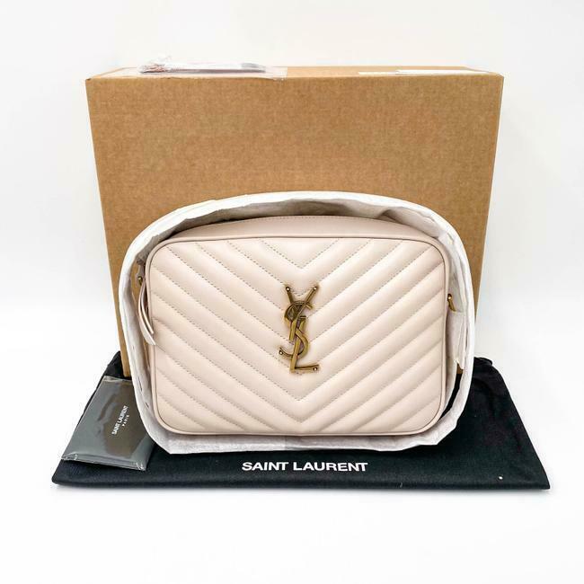Saint Laurent Monogram Lou Camera Calfskin Matelasse Washed Light Pink Leather Shoulder Bag