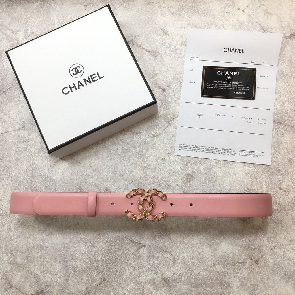 Chanel Belt With Double C Buckle Pink